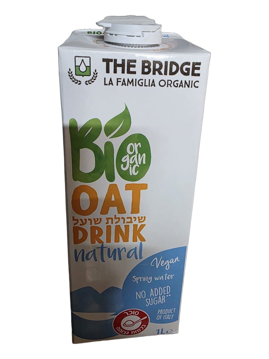 משקה שיבולת שועל טבעי BIO של The Bridge, קרטון 1 ליטר